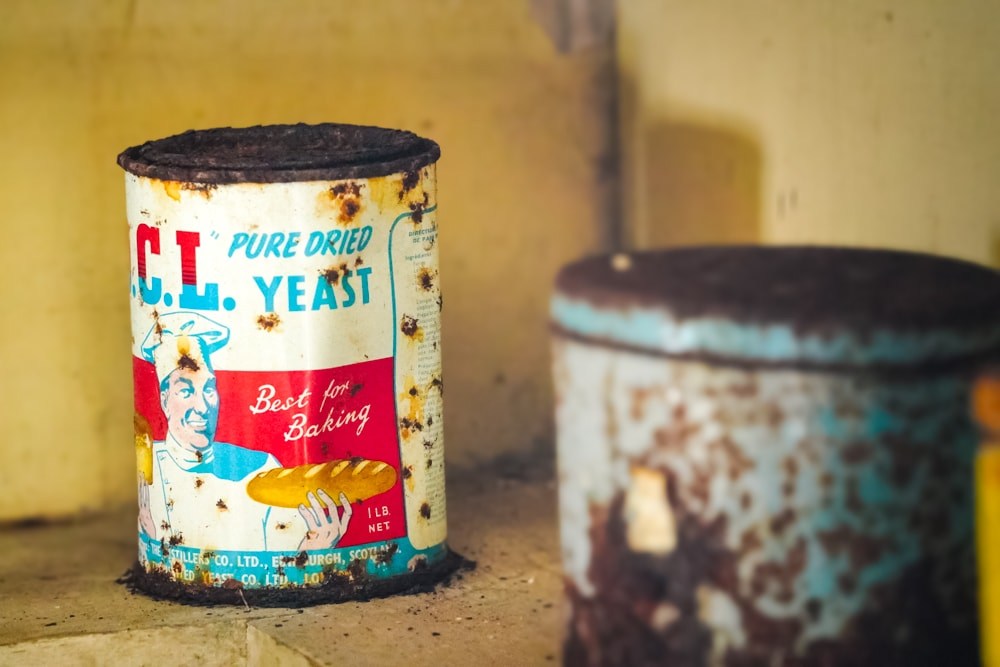 A rusting can of 'pure dried yeast'